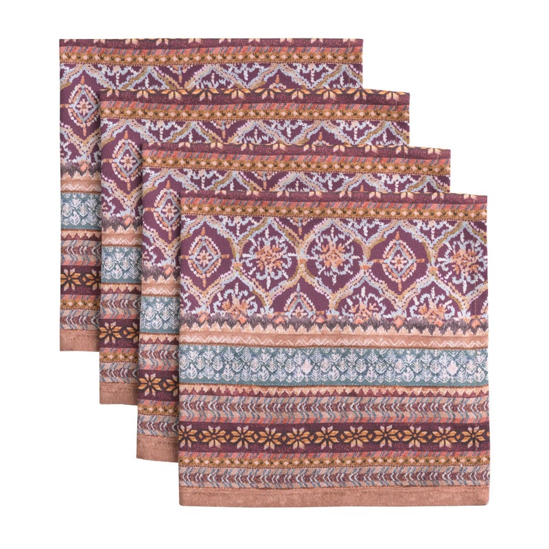Maison d' Hermine Cloth Napkins Set of 4 100% Cotton for Thanksgiving Christmas Decorations Everyday Reusable Square Fall Napkins Cloth Washable Dinner Party (Fair Isle, 20"x20") - Image 1